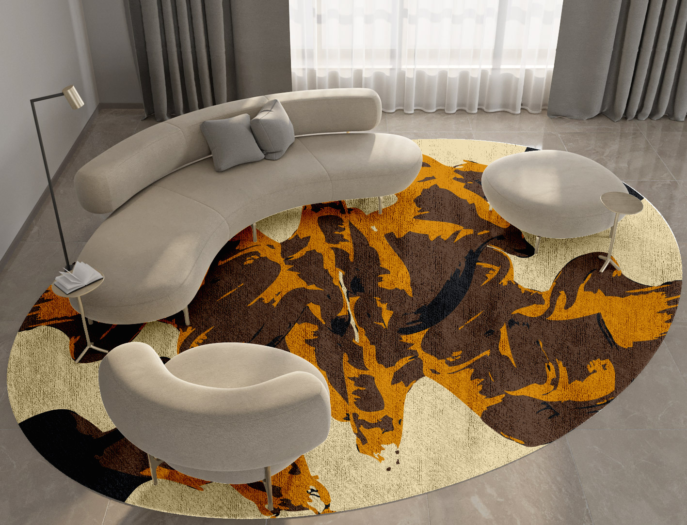 Rame Abstract Oval Hand Knotted Bamboo Silk Custom Rug by Rug Artisan