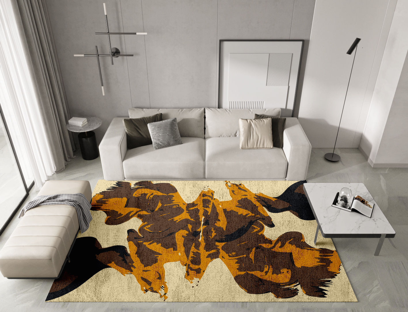 Rame Abstract Rectangle Hand Knotted Bamboo Silk Custom Rug by Rug Artisan