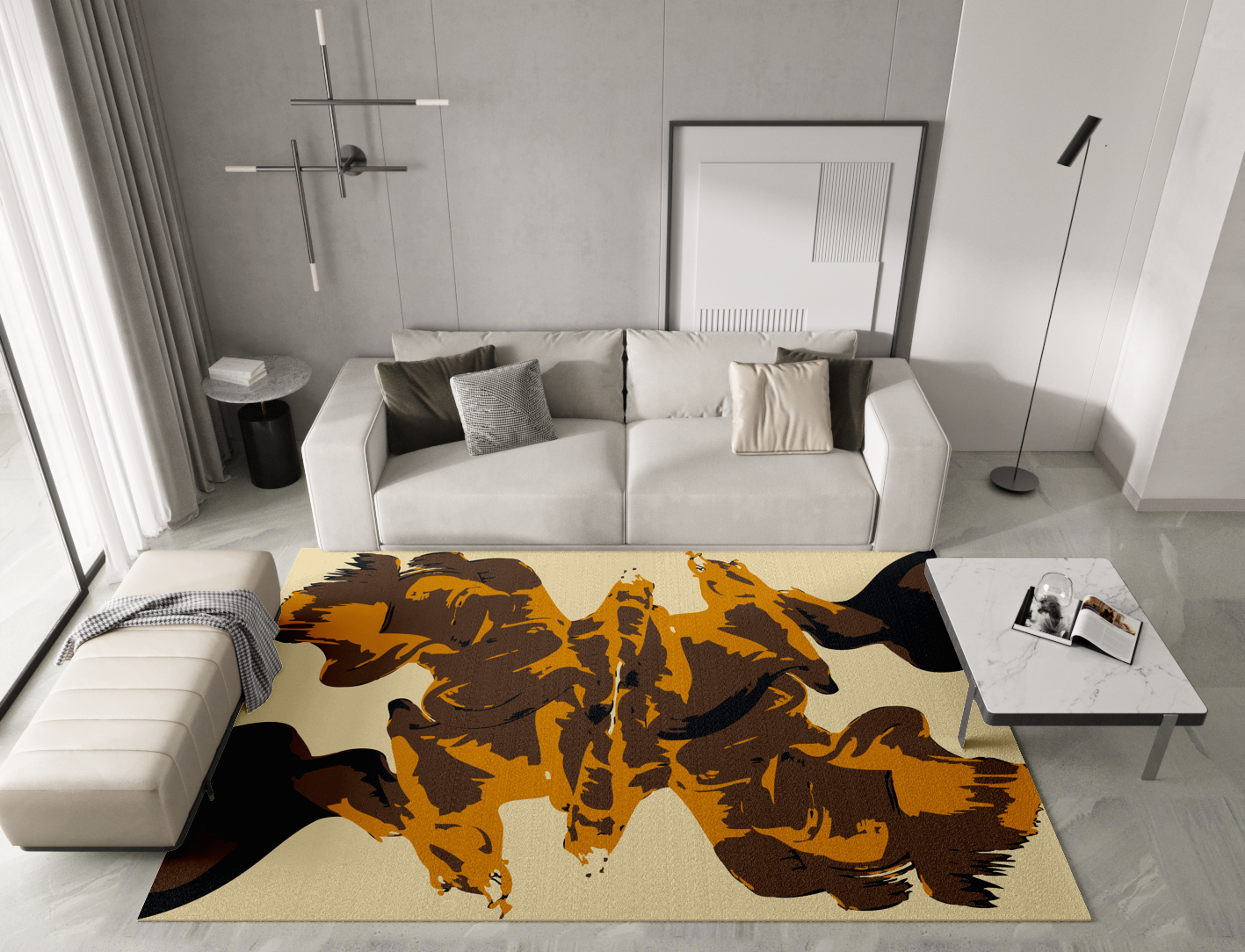Rame Abstract Rectangle Hand Knotted Tibetan Wool Custom Rug by Rug Artisan