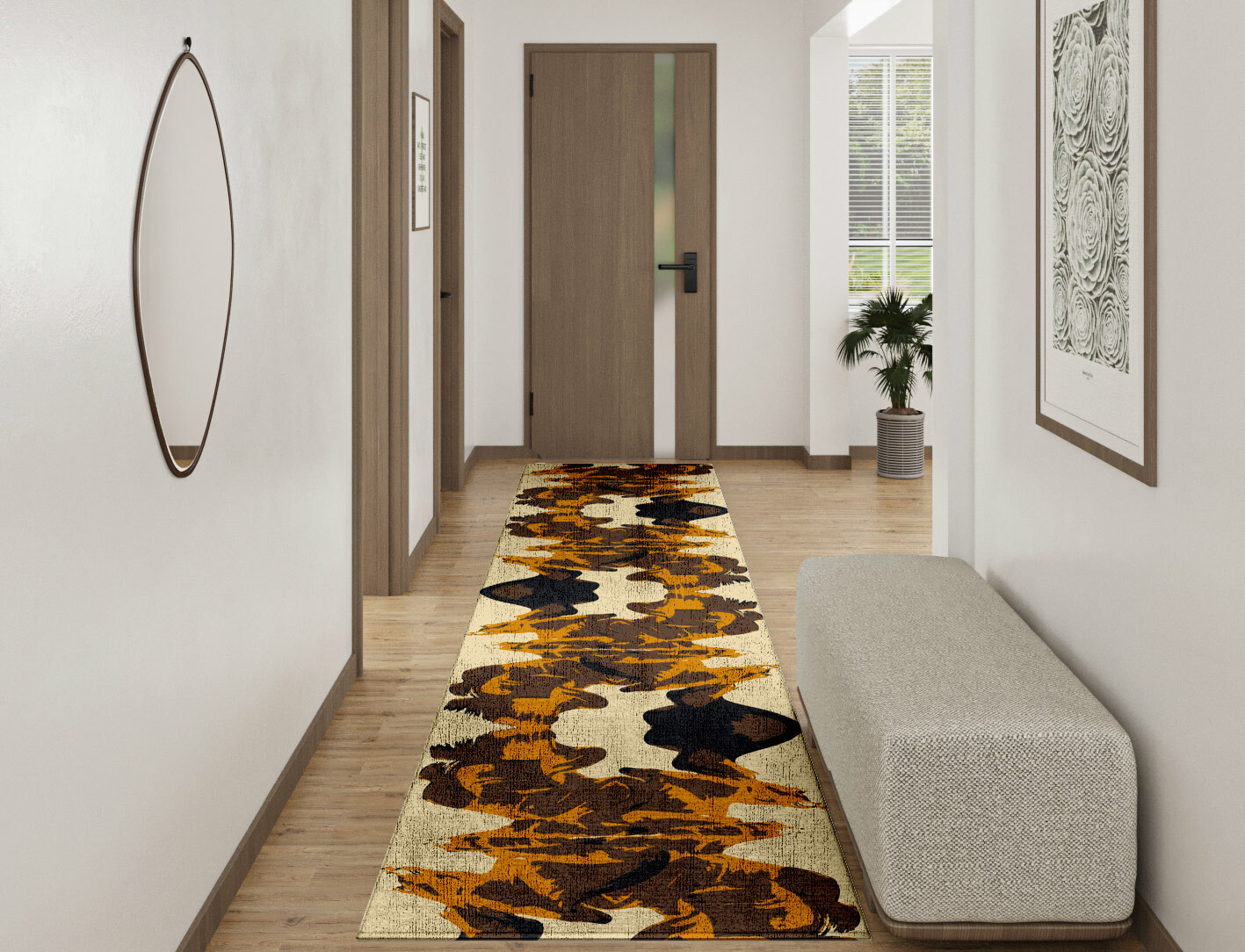 Rame Abstract Runner Hand Knotted Bamboo Silk Custom Rug by Rug Artisan