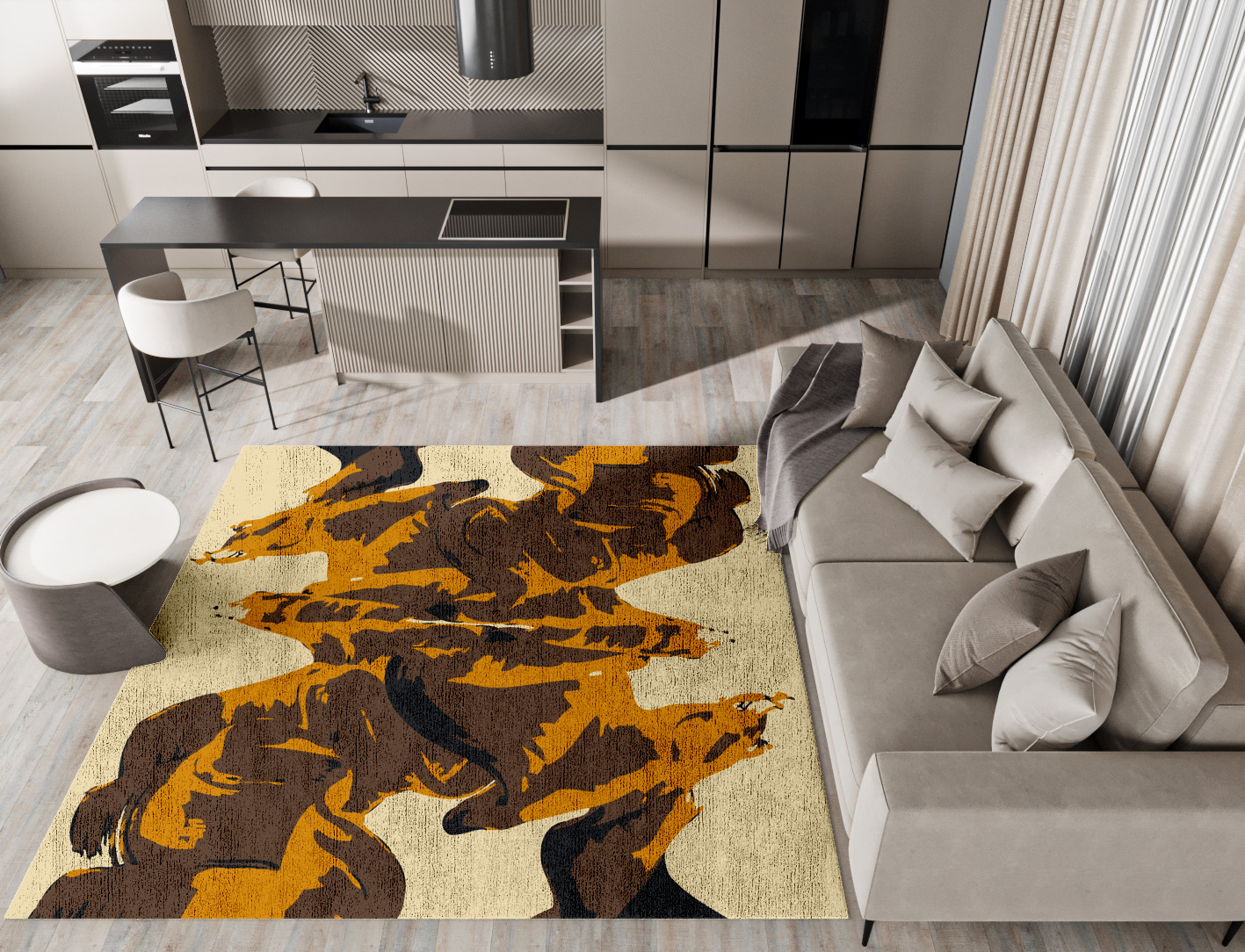 Rame Abstract Square Hand Knotted Bamboo Silk Custom Rug by Rug Artisan