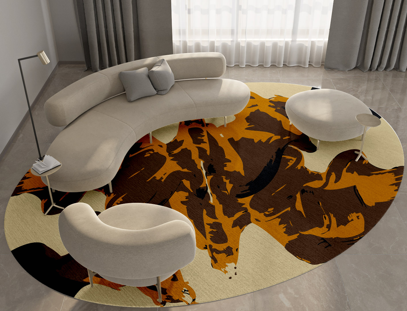 Rame Abstract Oval Hand Tufted Pure Wool Custom Rug by Rug Artisan