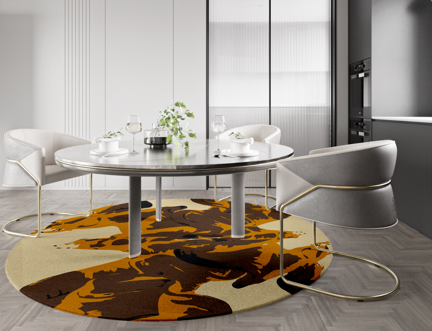 Rame Abstract Round Hand Tufted Pure Wool Custom Rug by Rug Artisan