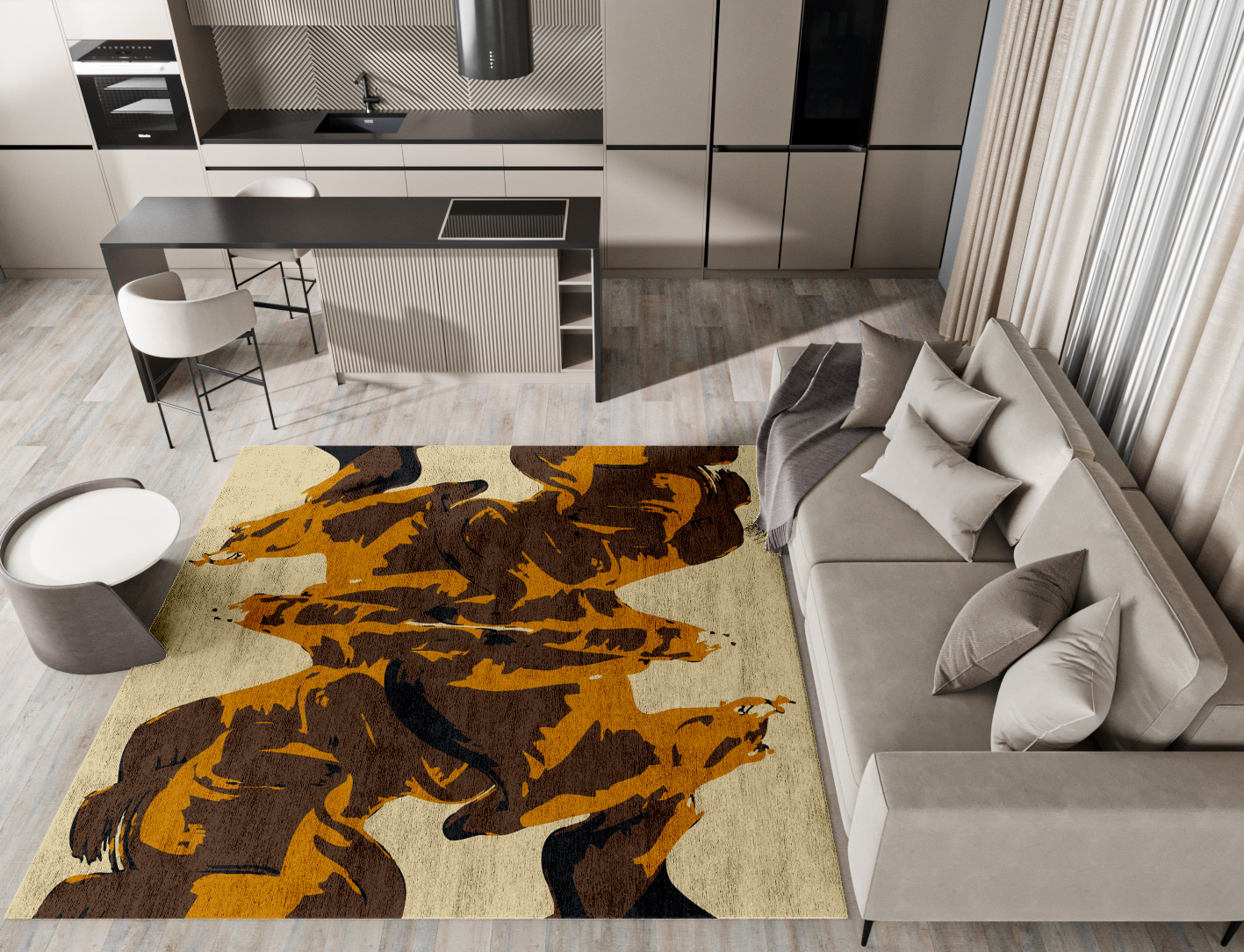 Rame Abstract Square Hand Tufted Bamboo Silk Custom Rug by Rug Artisan