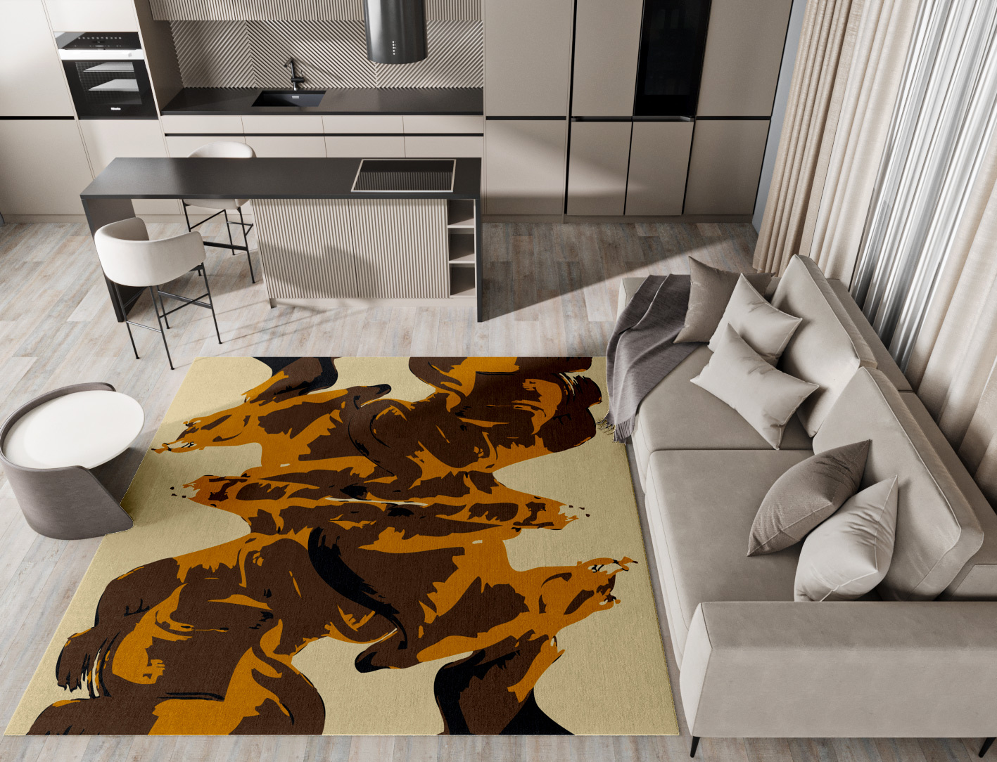 Rame Abstract Square Hand Tufted Pure Wool Custom Rug by Rug Artisan