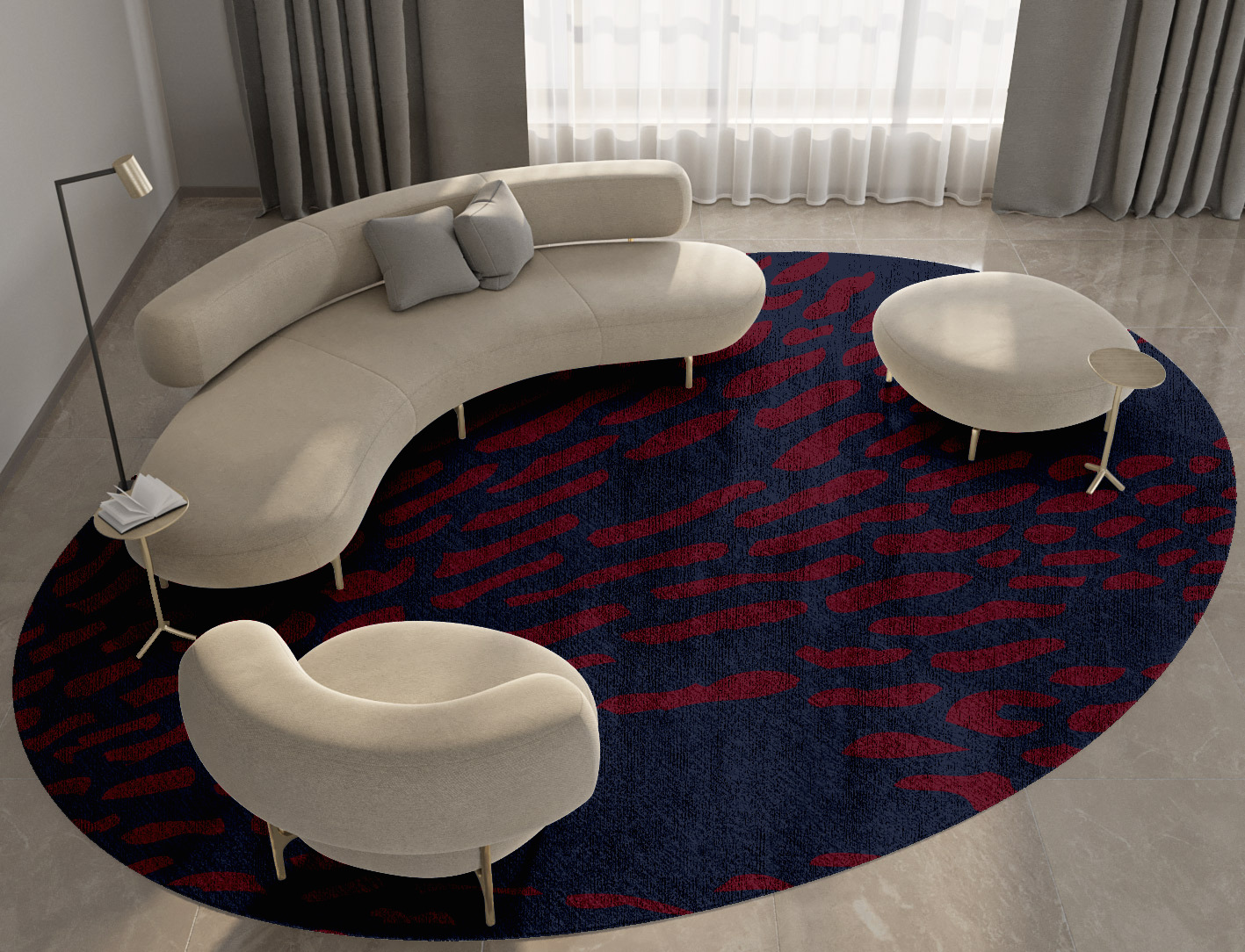 Ramp Abstract Oval Hand Knotted Bamboo Silk Custom Rug by Rug Artisan