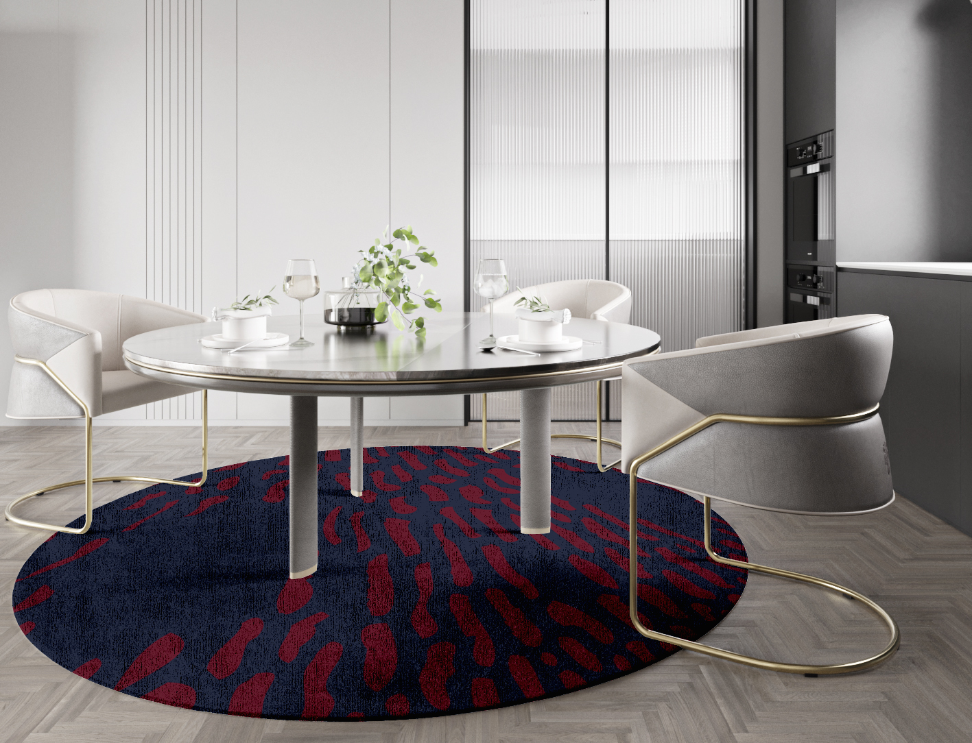 Ramp Abstract Round Hand Knotted Bamboo Silk Custom Rug by Rug Artisan