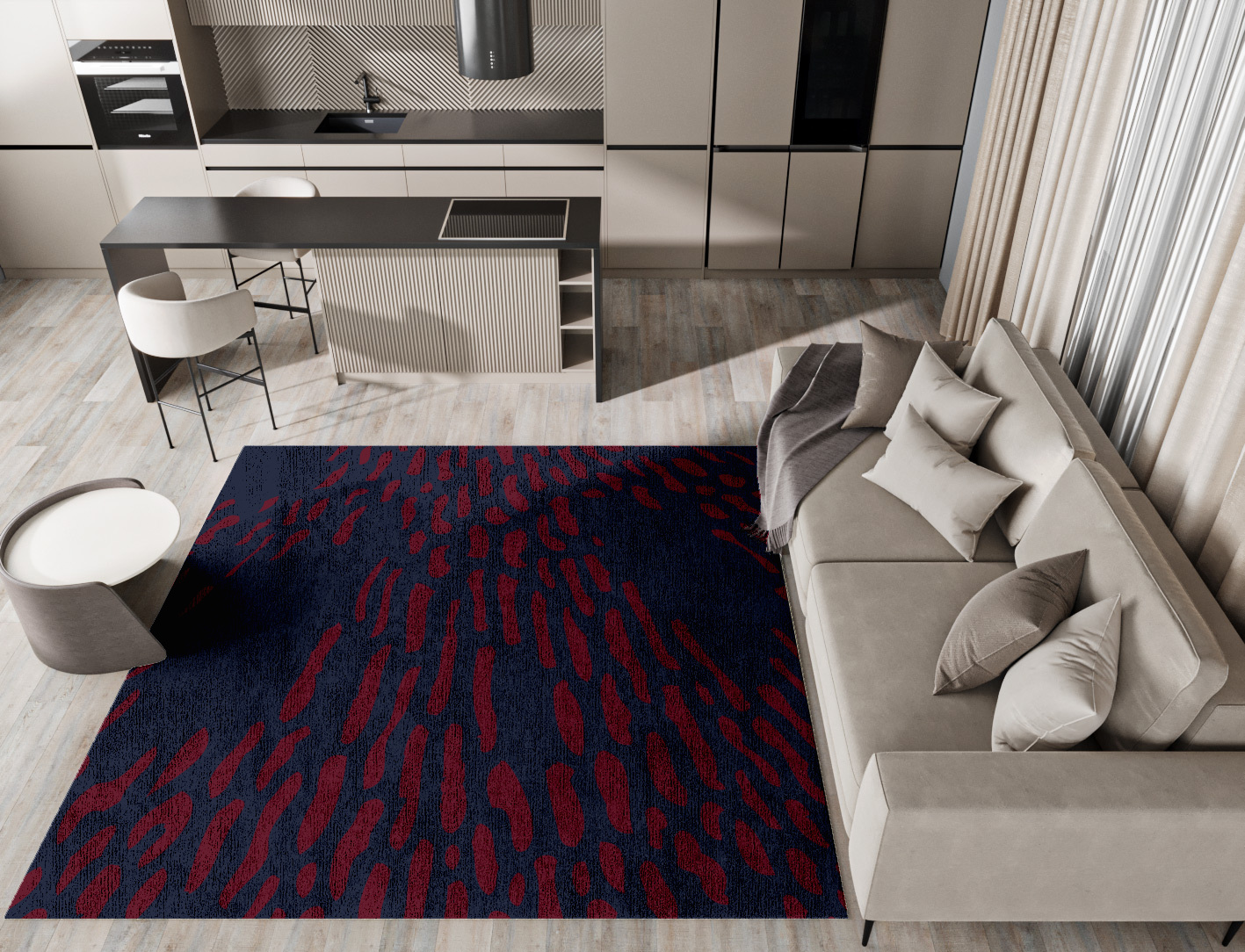 Ramp Abstract Square Hand Knotted Bamboo Silk Custom Rug by Rug Artisan