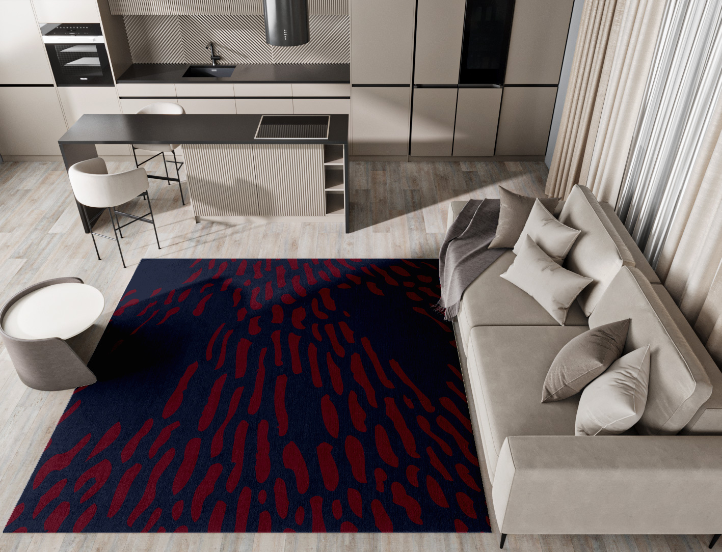 Ramp Abstract Square Hand Knotted Tibetan Wool Custom Rug by Rug Artisan
