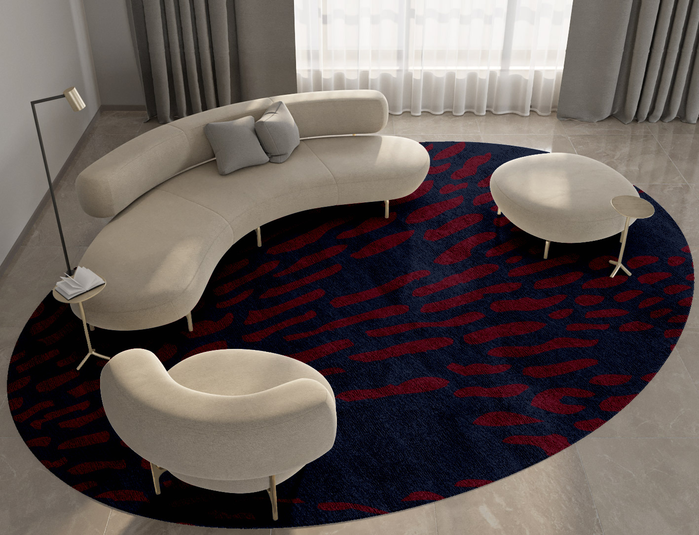Ramp Abstract Oval Hand Tufted Bamboo Silk Custom Rug by Rug Artisan