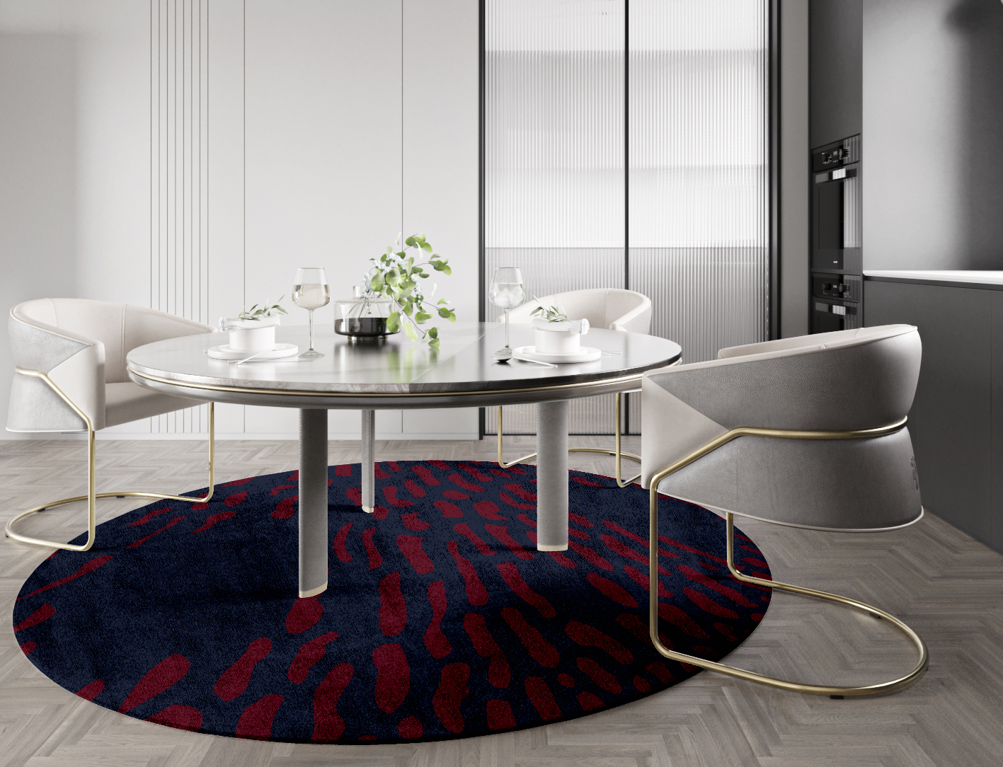 Ramp Abstract Round Hand Tufted Bamboo Silk Custom Rug by Rug Artisan