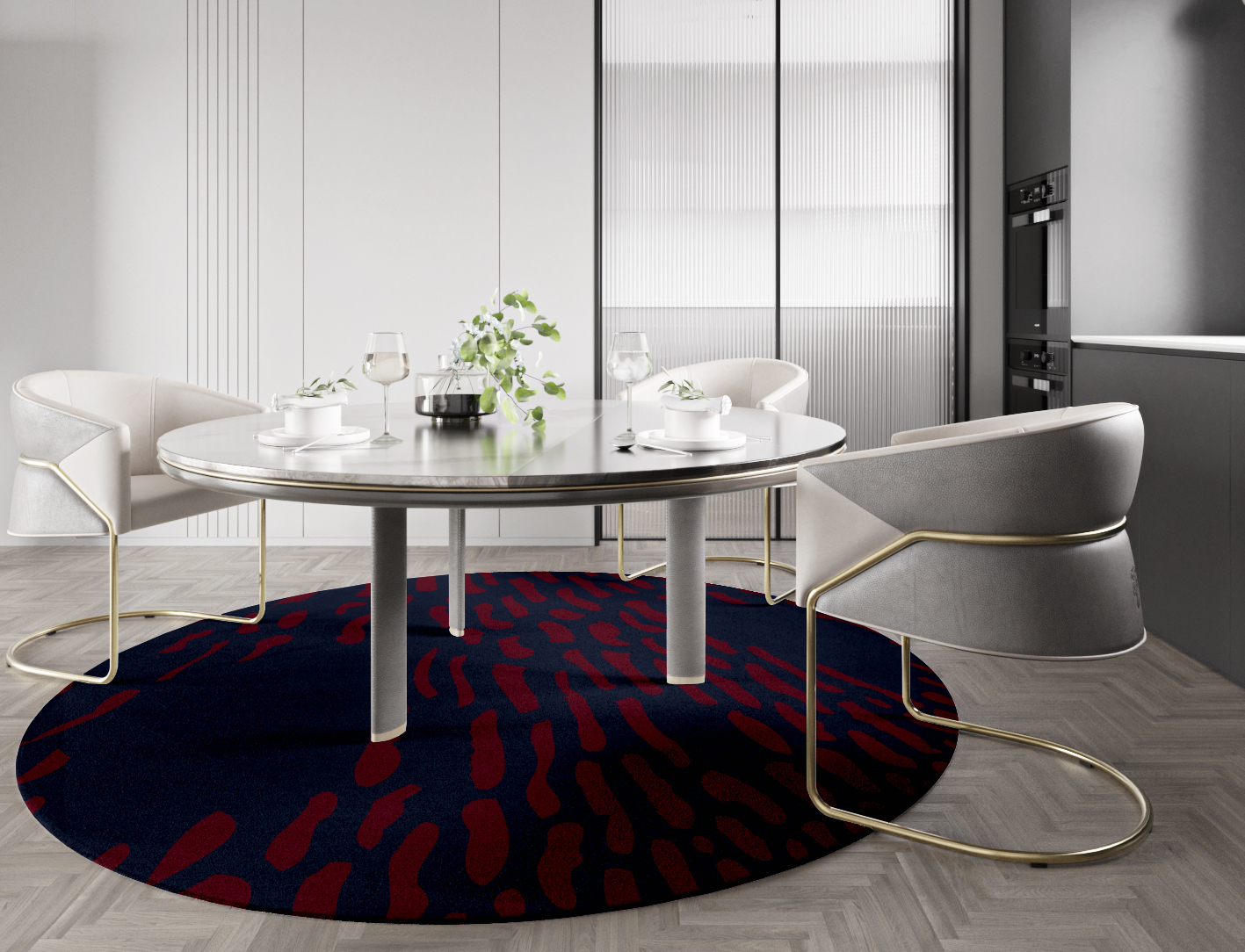 Ramp Abstract Round Hand Tufted Pure Wool Custom Rug by Rug Artisan