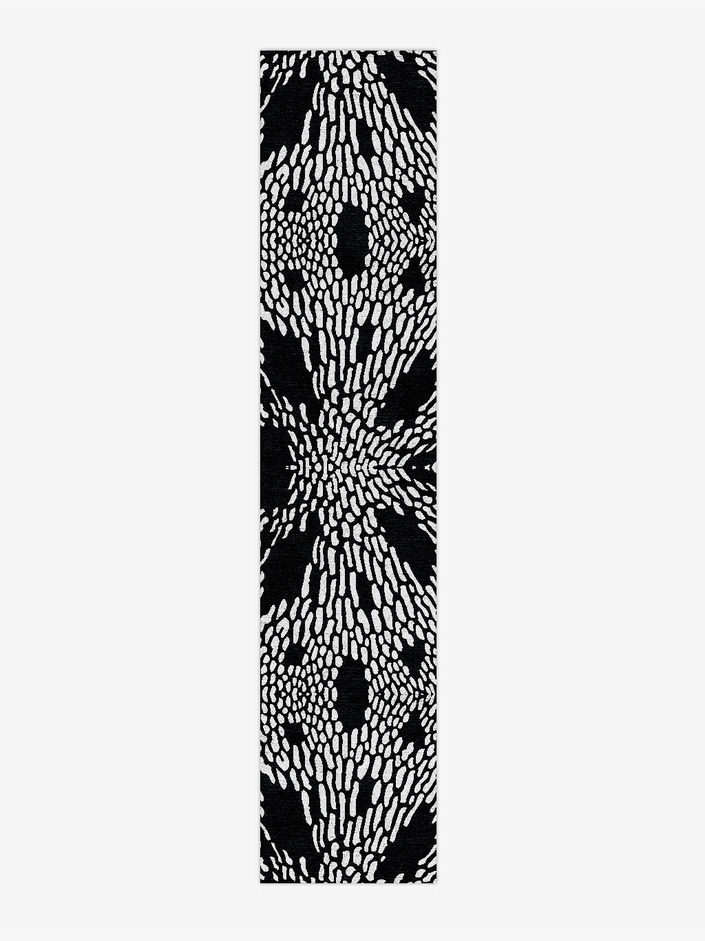 Ramp Black Monochrome Runner Hand Knotted Bamboo Silk Custom Rug by Rug Artisan