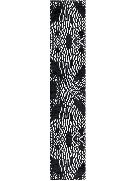 Ramp Black Monochrome Runner Hand Tufted Bamboo Silk Custom Rug by Rug Artisan