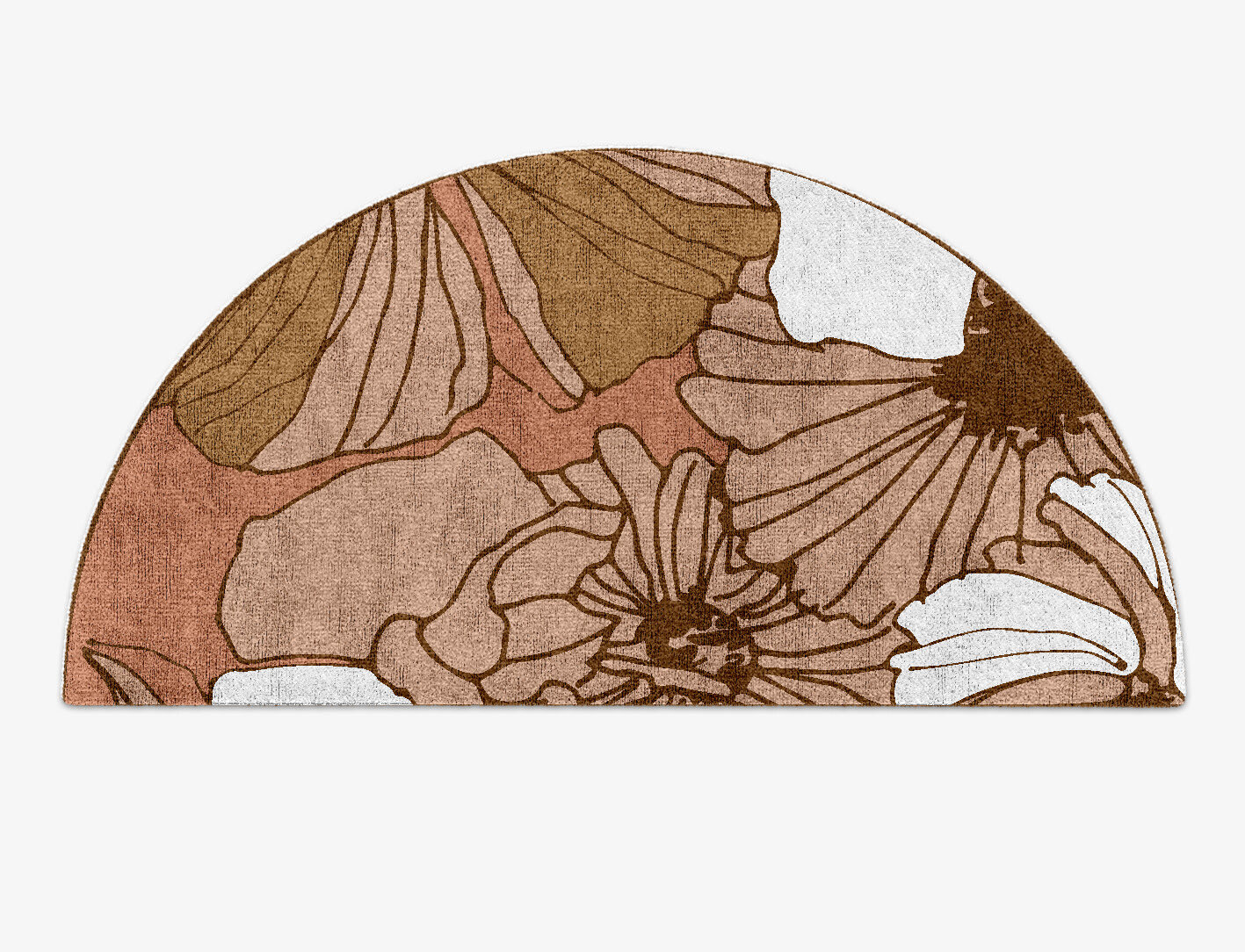 Ranunculus Field of Flowers Halfmoon Hand Knotted Bamboo Silk Custom Rug by Rug Artisan