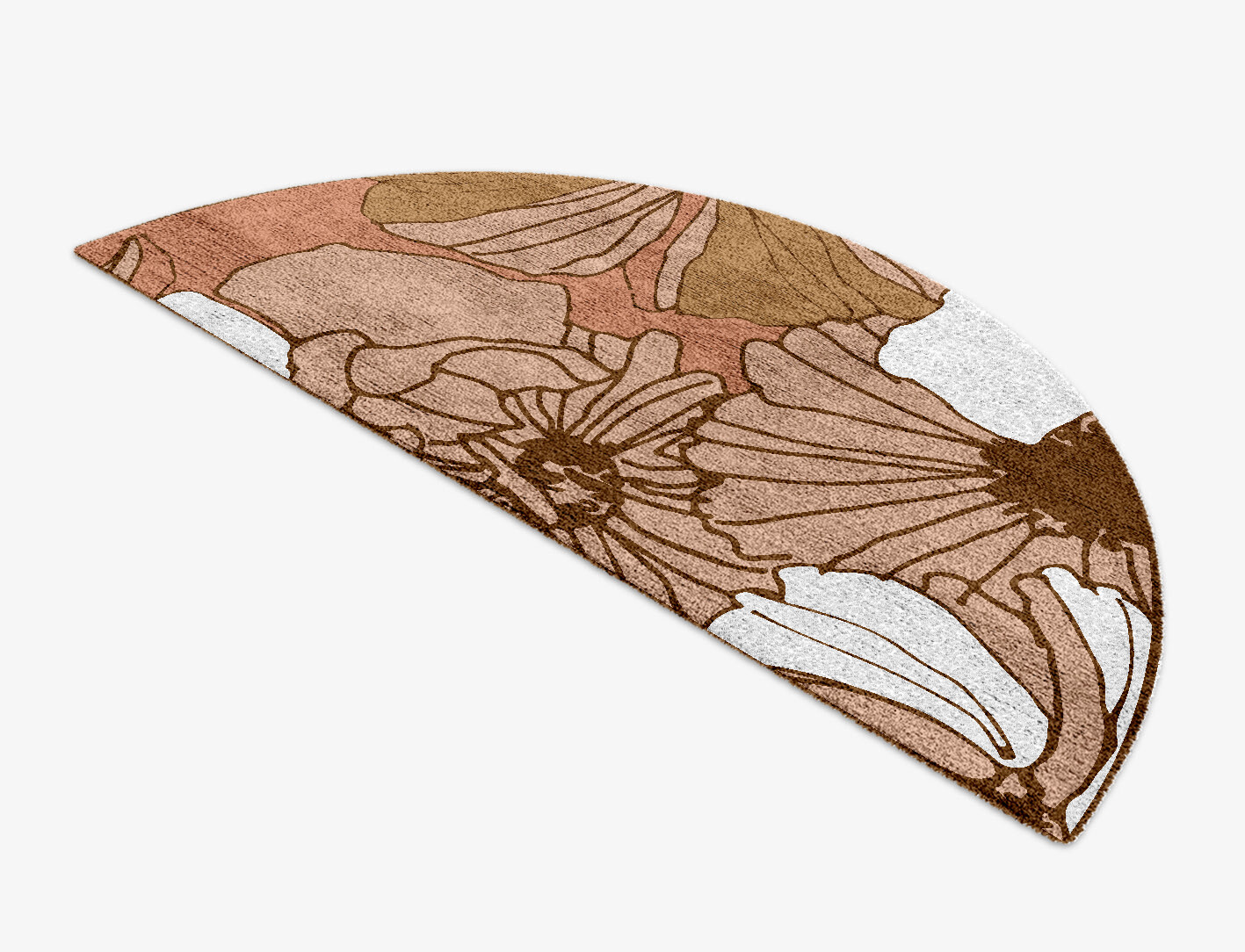 Ranunculus Field of Flowers Halfmoon Hand Knotted Bamboo Silk Custom Rug by Rug Artisan