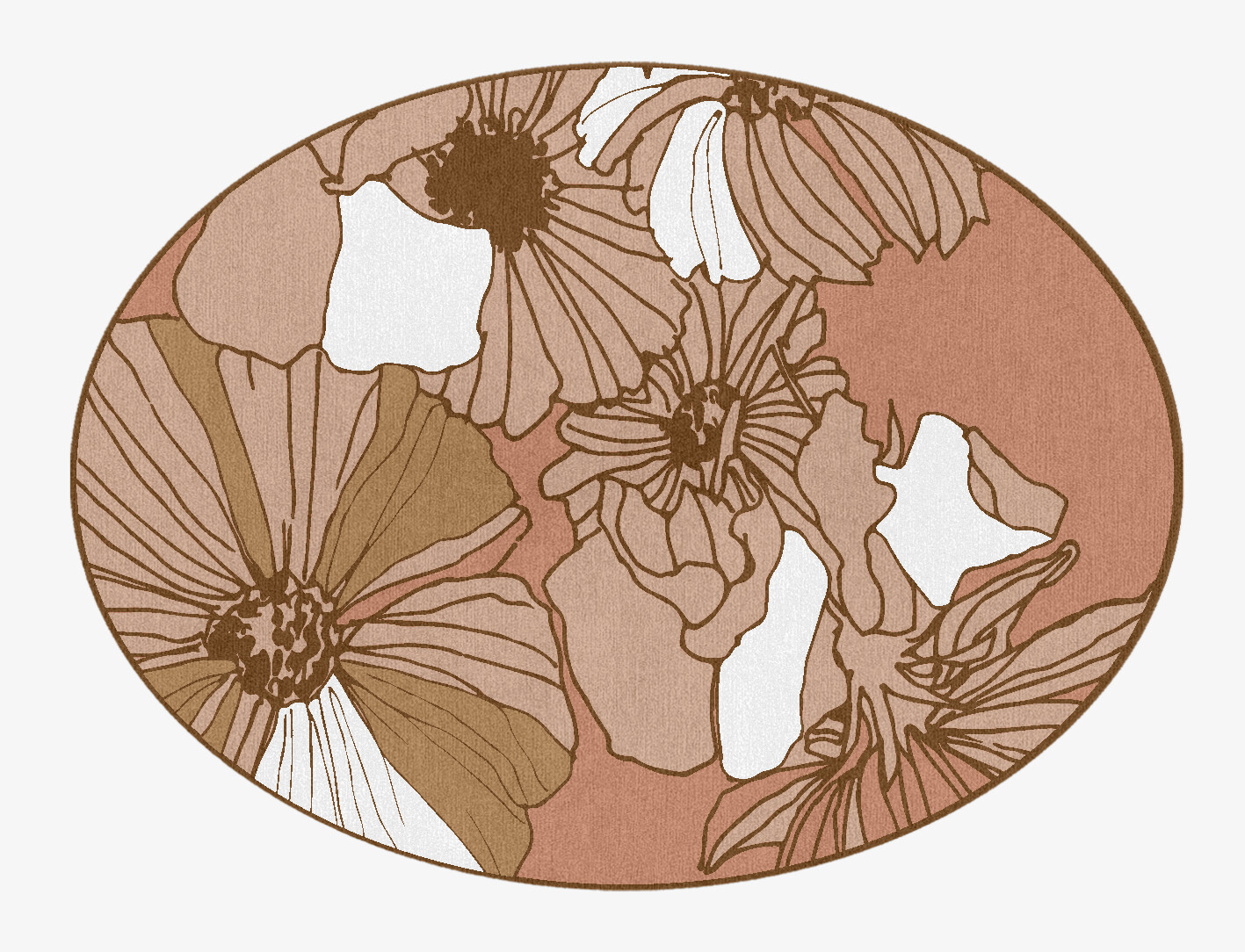 Ranunculus Field of Flowers Oval Hand Knotted Tibetan Wool Custom Rug by Rug Artisan