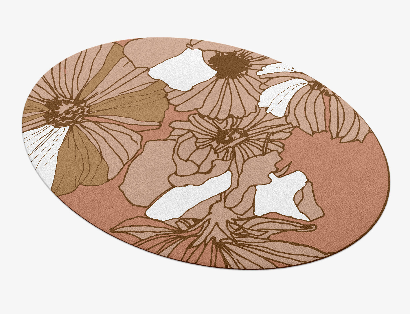 Ranunculus Field of Flowers Oval Hand Knotted Tibetan Wool Custom Rug by Rug Artisan