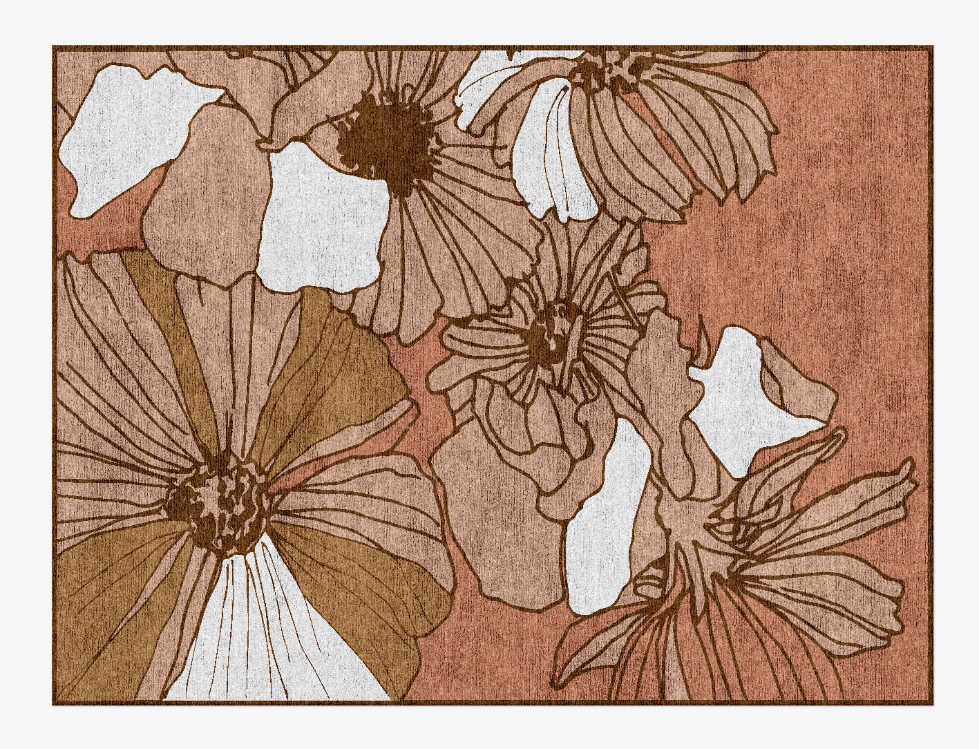 Ranunculus Field of Flowers Rectangle Hand Knotted Bamboo Silk Custom Rug by Rug Artisan