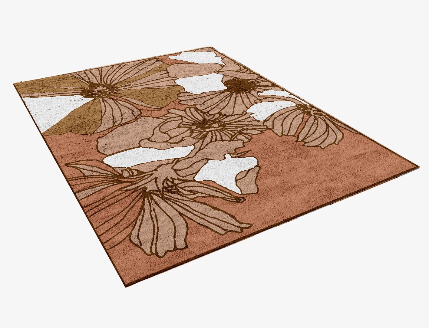 Ranunculus Field of Flowers Rectangle Hand Knotted Bamboo Silk Custom Rug by Rug Artisan