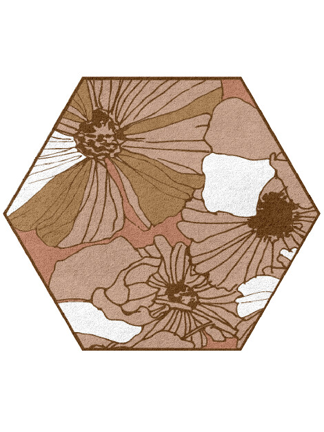 Ranunculus Hexagon Hand Tufted Pure Wool custom handmade rug