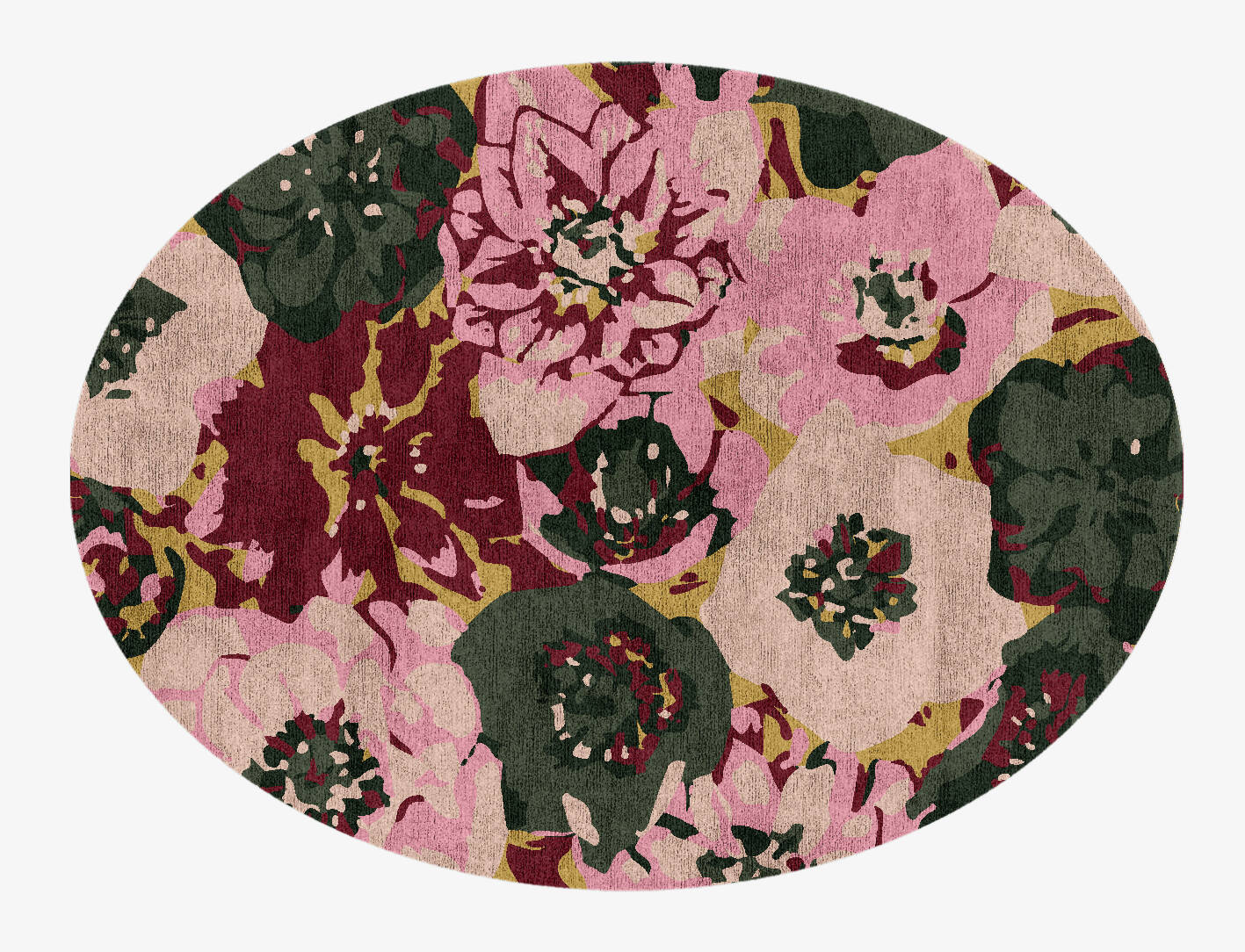 Raspberry Floral Oval Hand Knotted Bamboo Silk Custom Rug by Rug Artisan