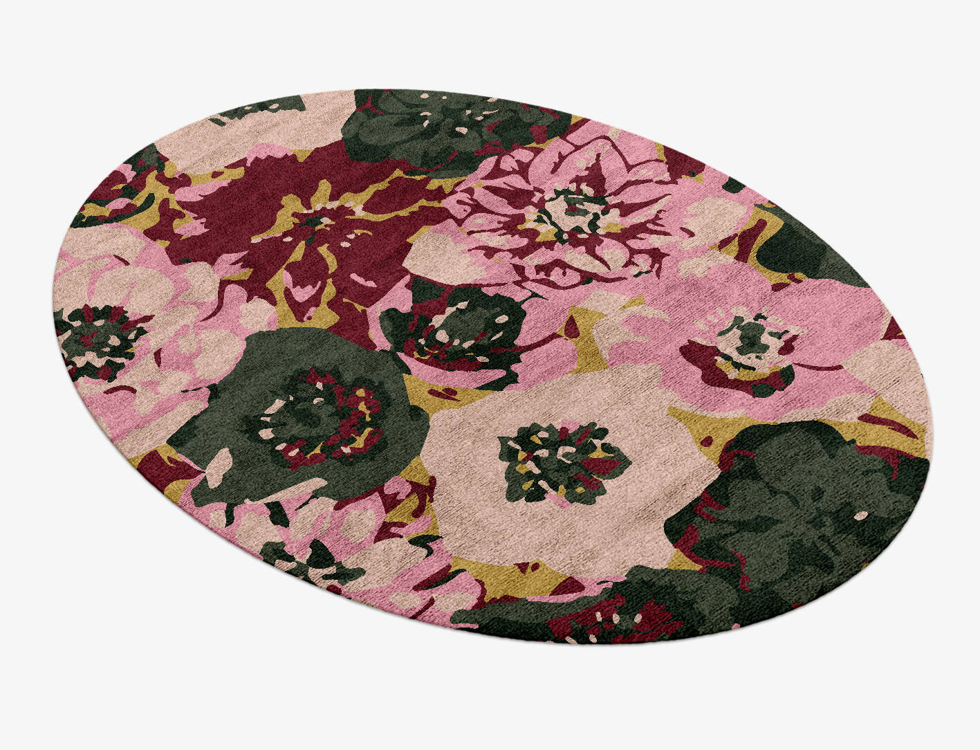 Raspberry Floral Oval Hand Knotted Bamboo Silk Custom Rug by Rug Artisan