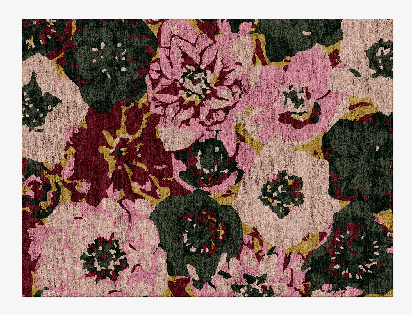Raspberry Floral Rectangle Hand Knotted Bamboo Silk Custom Rug by Rug Artisan