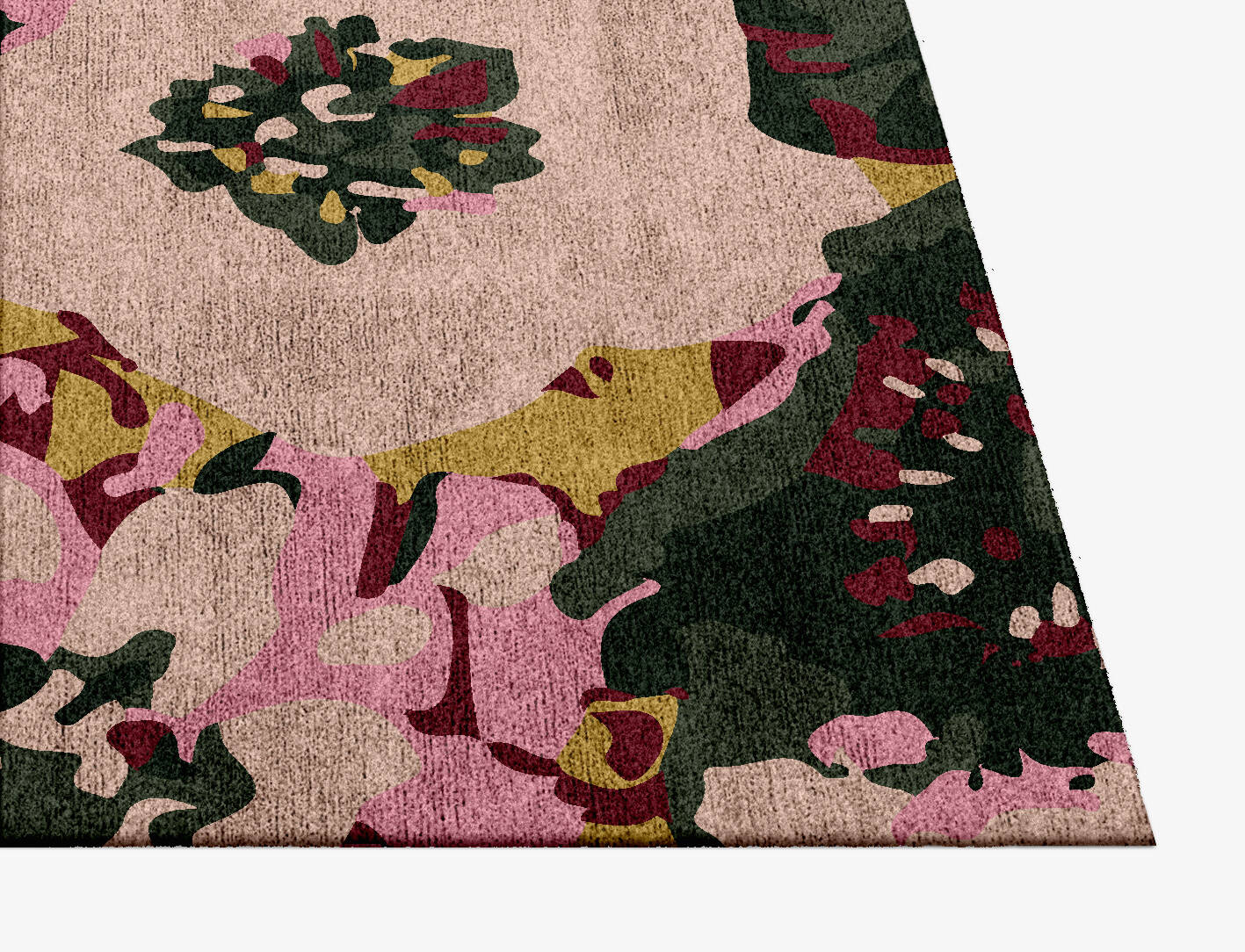 Raspberry Floral Square Hand Knotted Bamboo Silk Custom Rug by Rug Artisan