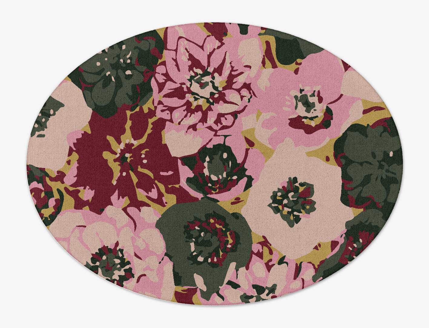 Raspberry Floral Oval Hand Tufted Pure Wool Custom Rug by Rug Artisan
