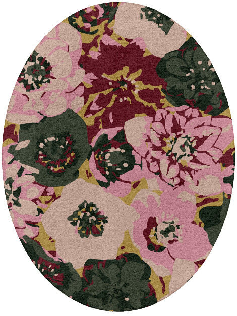 Raspberry Floral Oval Hand Tufted Pure Wool Custom Rug by Rug Artisan