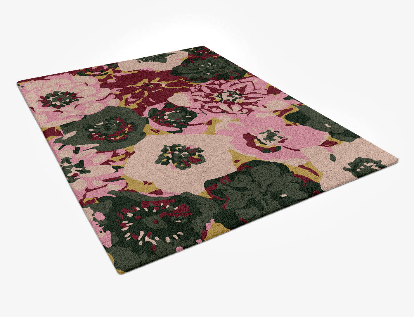 Raspberry Floral Rectangle Hand Tufted Pure Wool Custom Rug by Rug Artisan