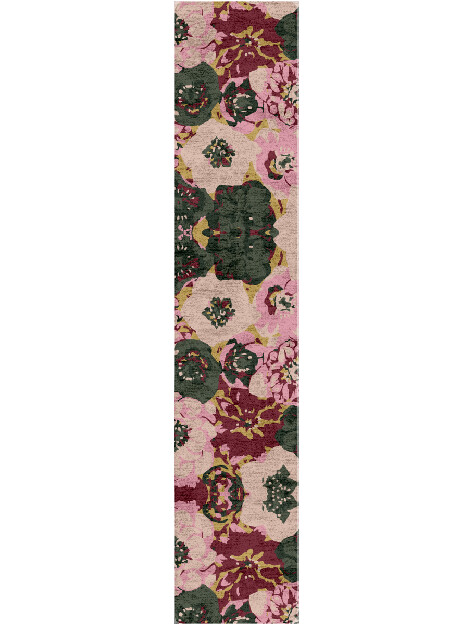 Raspberry Floral Runner Hand Tufted Bamboo Silk Custom Rug by Rug Artisan