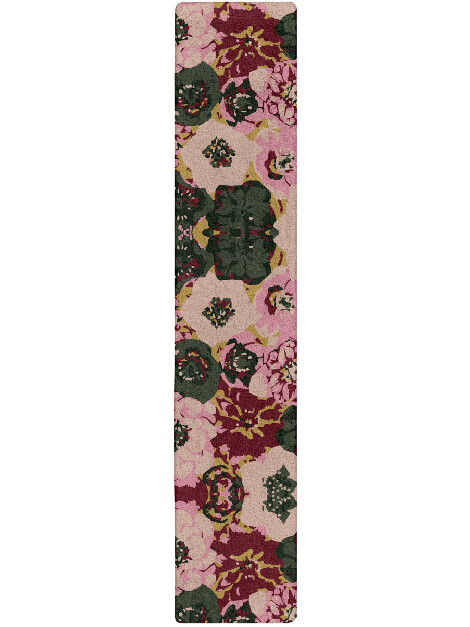 Raspberry Floral Runner Hand Tufted Pure Wool Custom Rug by Rug Artisan