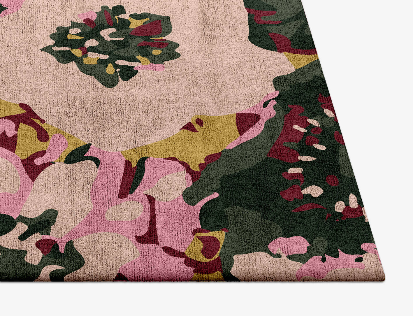 Raspberry Floral Square Hand Tufted Bamboo Silk Custom Rug by Rug Artisan