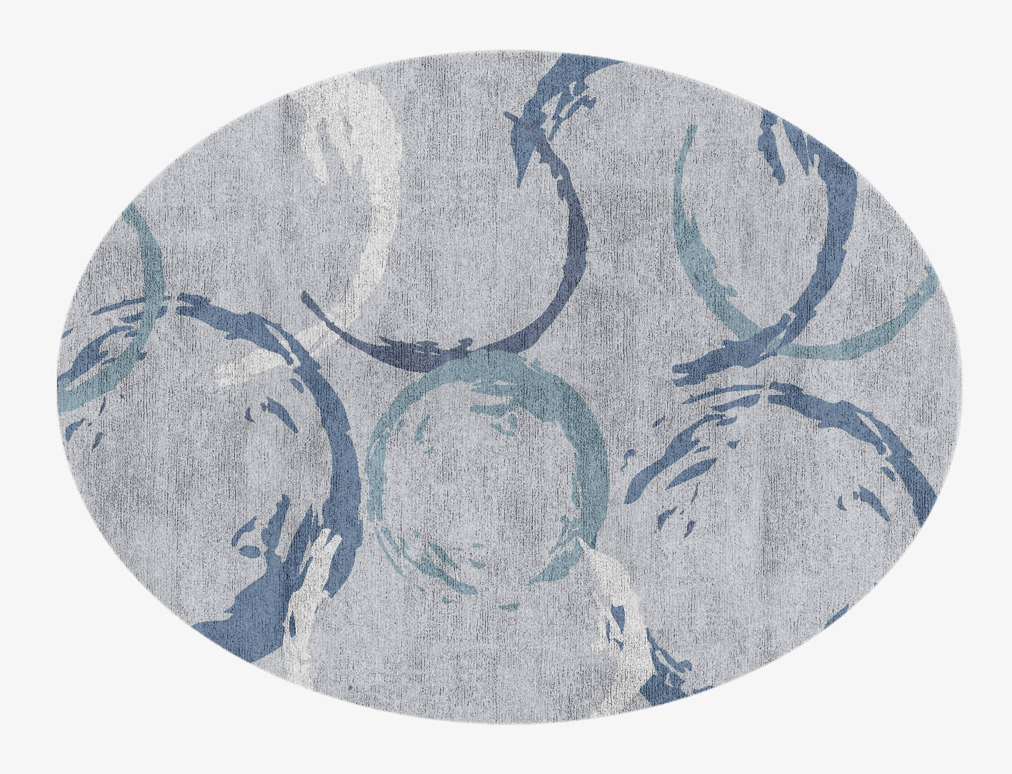 Rebus Cerulean Oval Hand Knotted Bamboo Silk Custom Rug by Rug Artisan