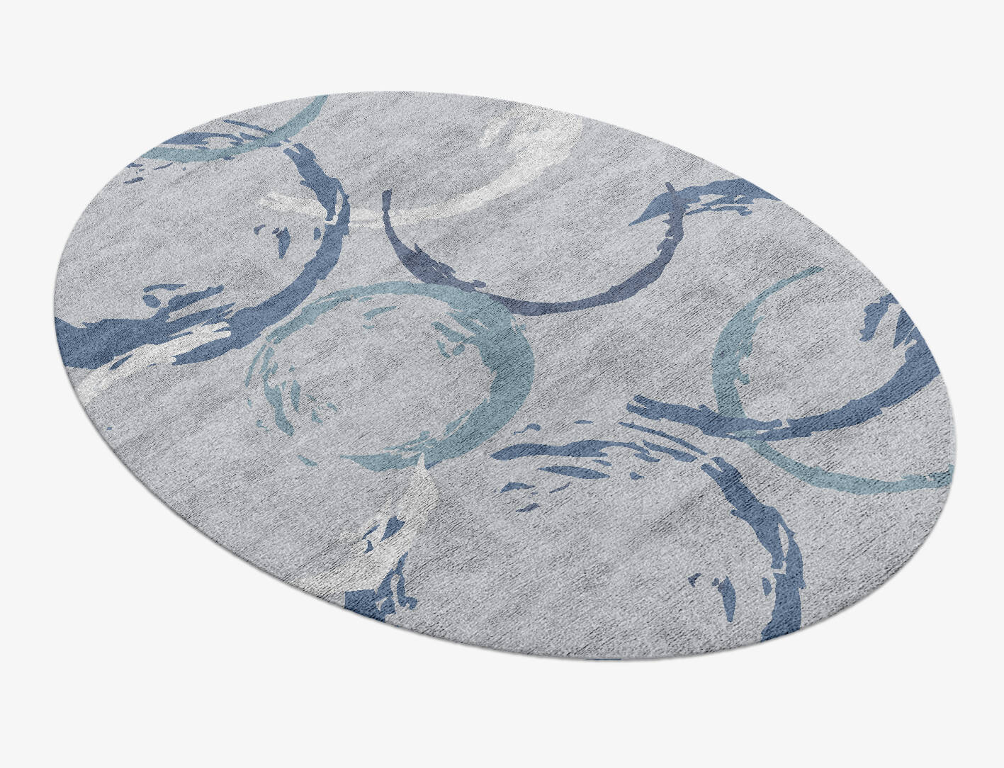 Rebus Cerulean Oval Hand Knotted Bamboo Silk Custom Rug by Rug Artisan