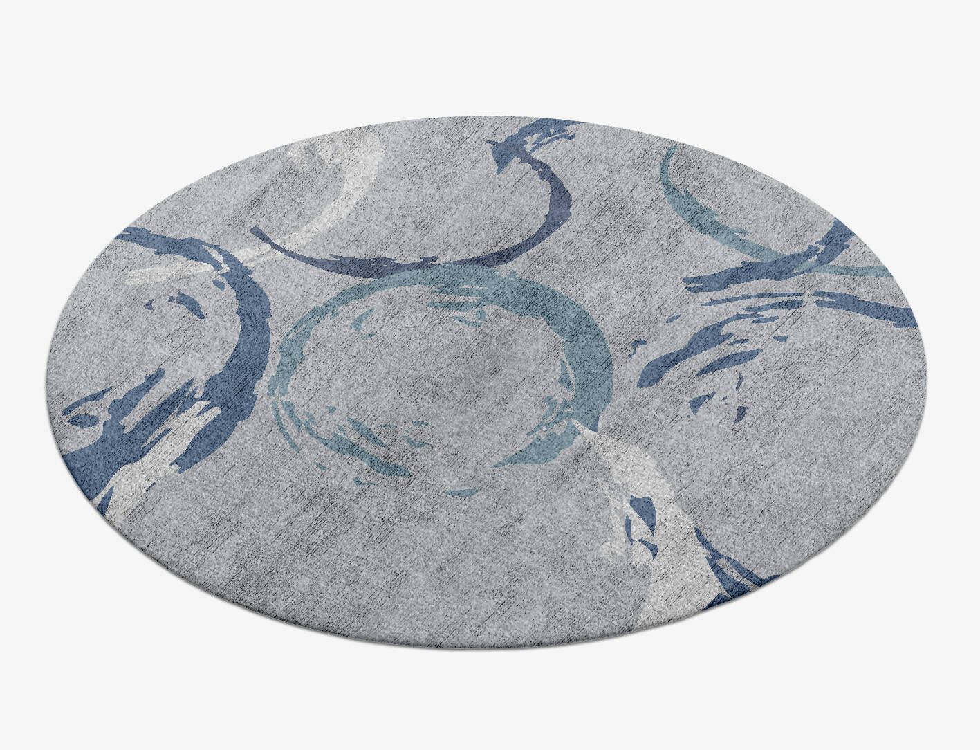 Rebus Cerulean Round Hand Knotted Bamboo Silk Custom Rug by Rug Artisan