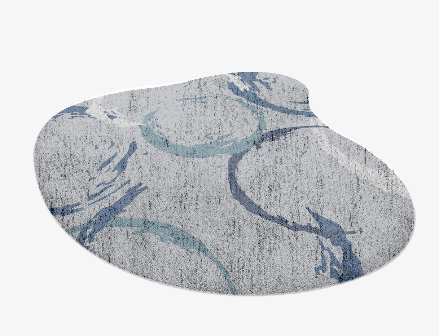 Rebus Cerulean Splash Hand Knotted Bamboo Silk Custom Rug by Rug Artisan