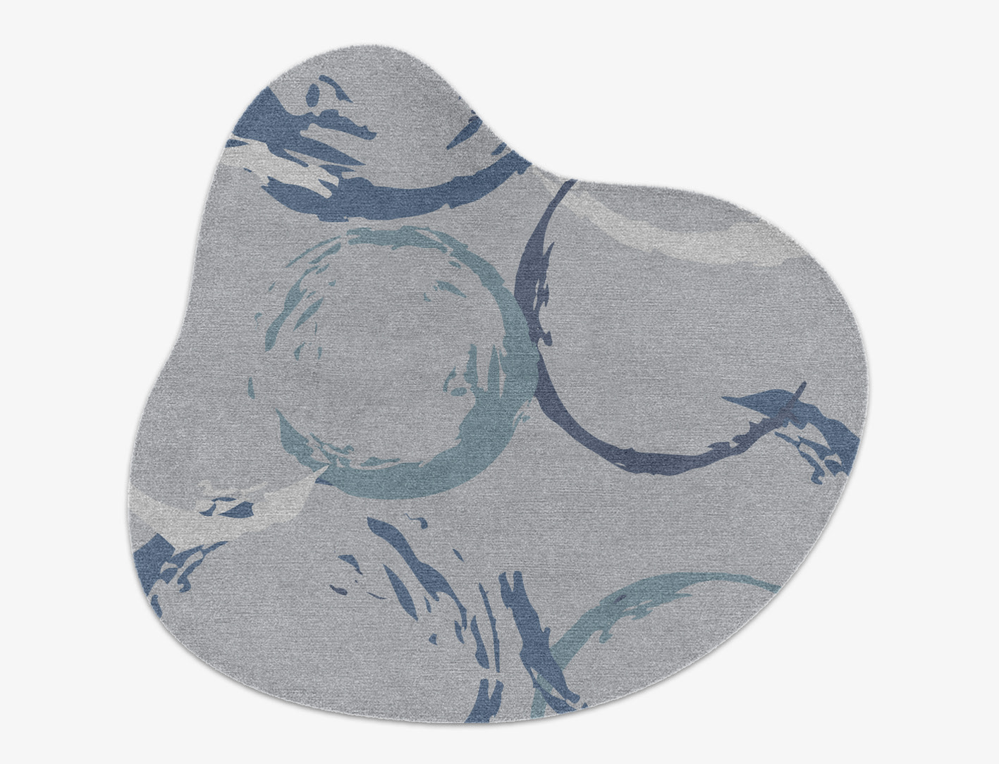 Rebus Cerulean Splash Hand Knotted Tibetan Wool Custom Rug by Rug Artisan