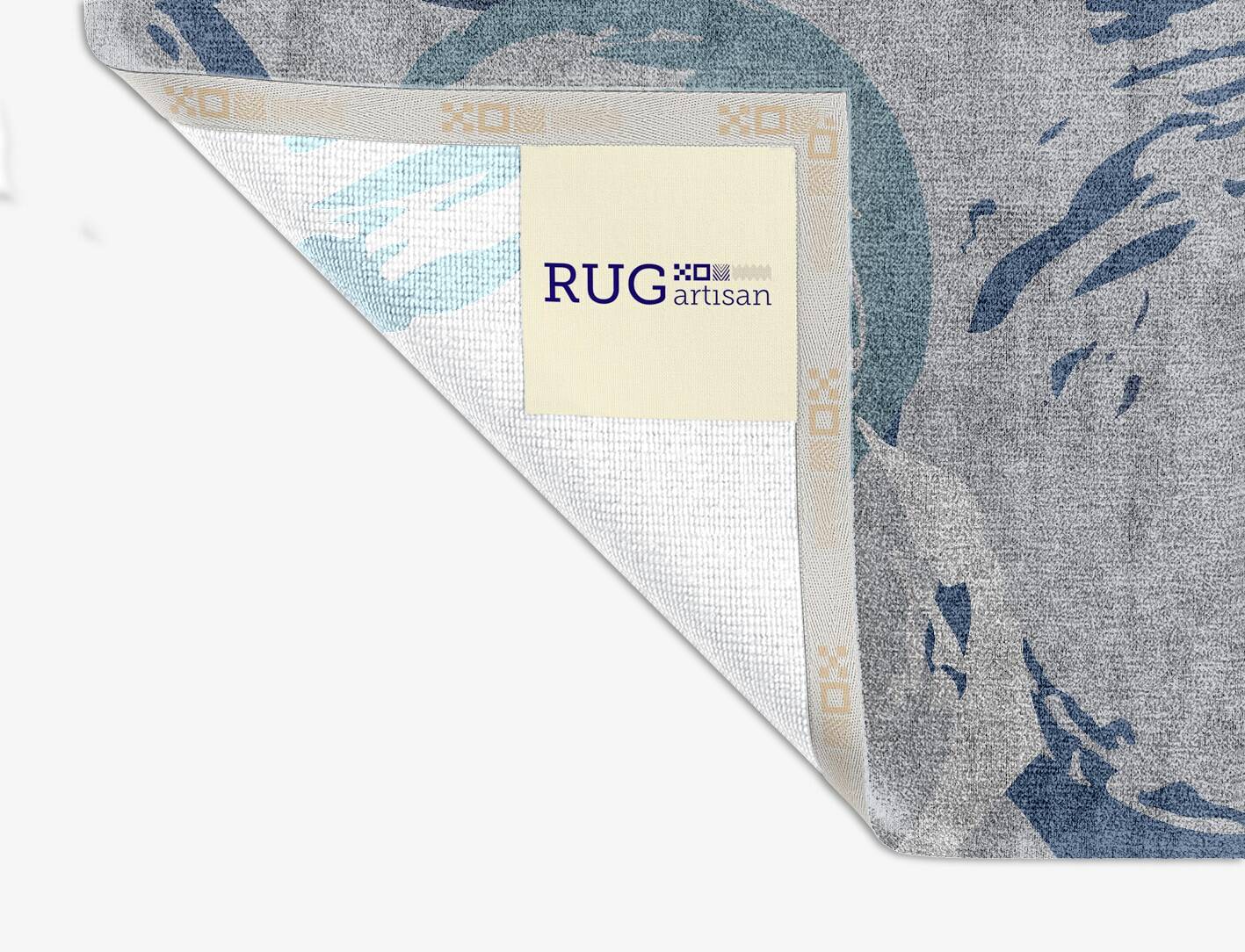 Rebus Cerulean Square Hand Knotted Bamboo Silk Custom Rug by Rug Artisan