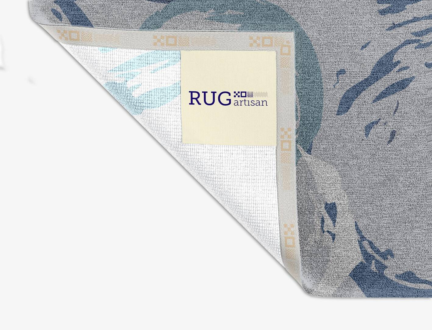 Rebus Cerulean Square Hand Knotted Tibetan Wool Custom Rug by Rug Artisan