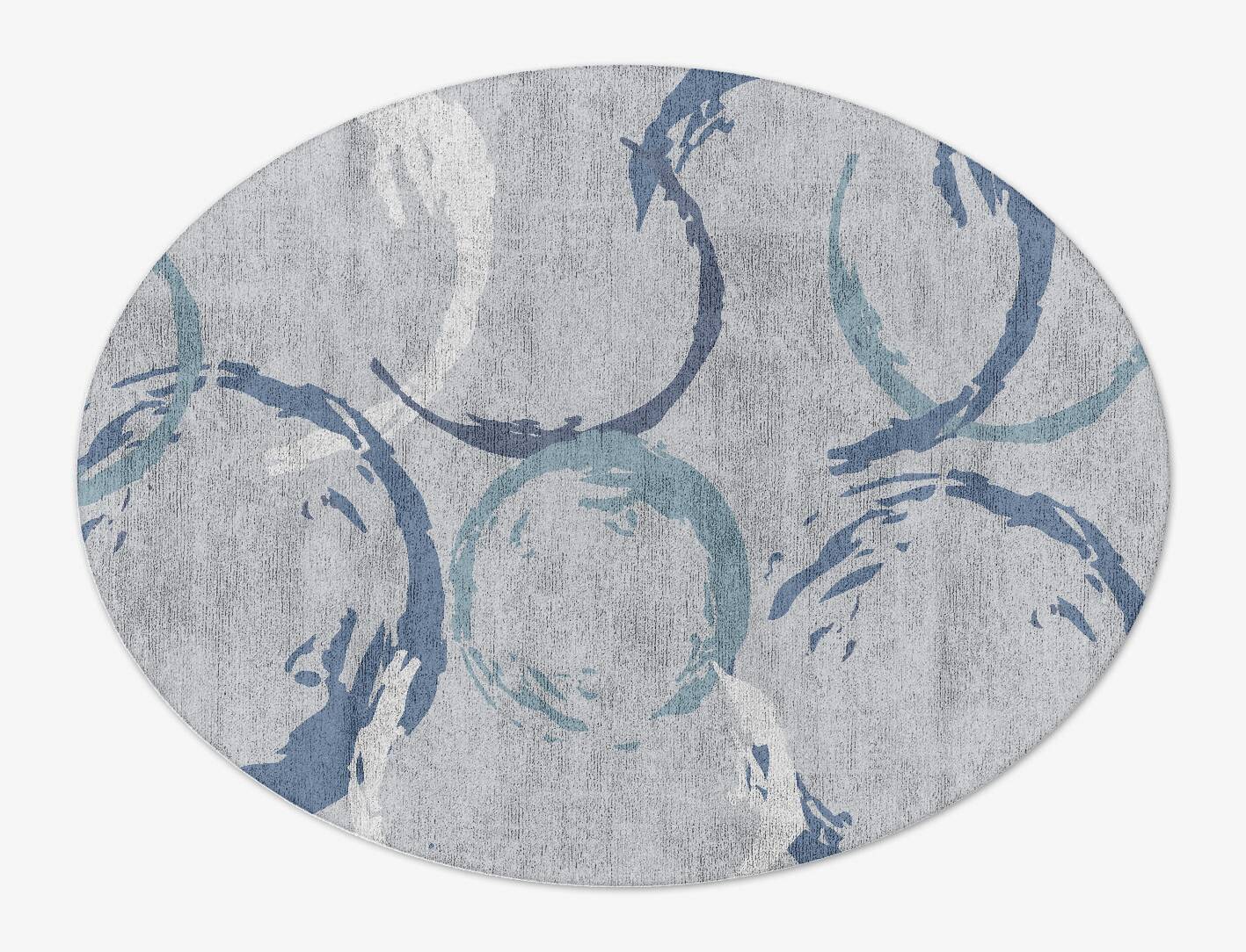 Rebus Cerulean Oval Hand Tufted Bamboo Silk Custom Rug by Rug Artisan