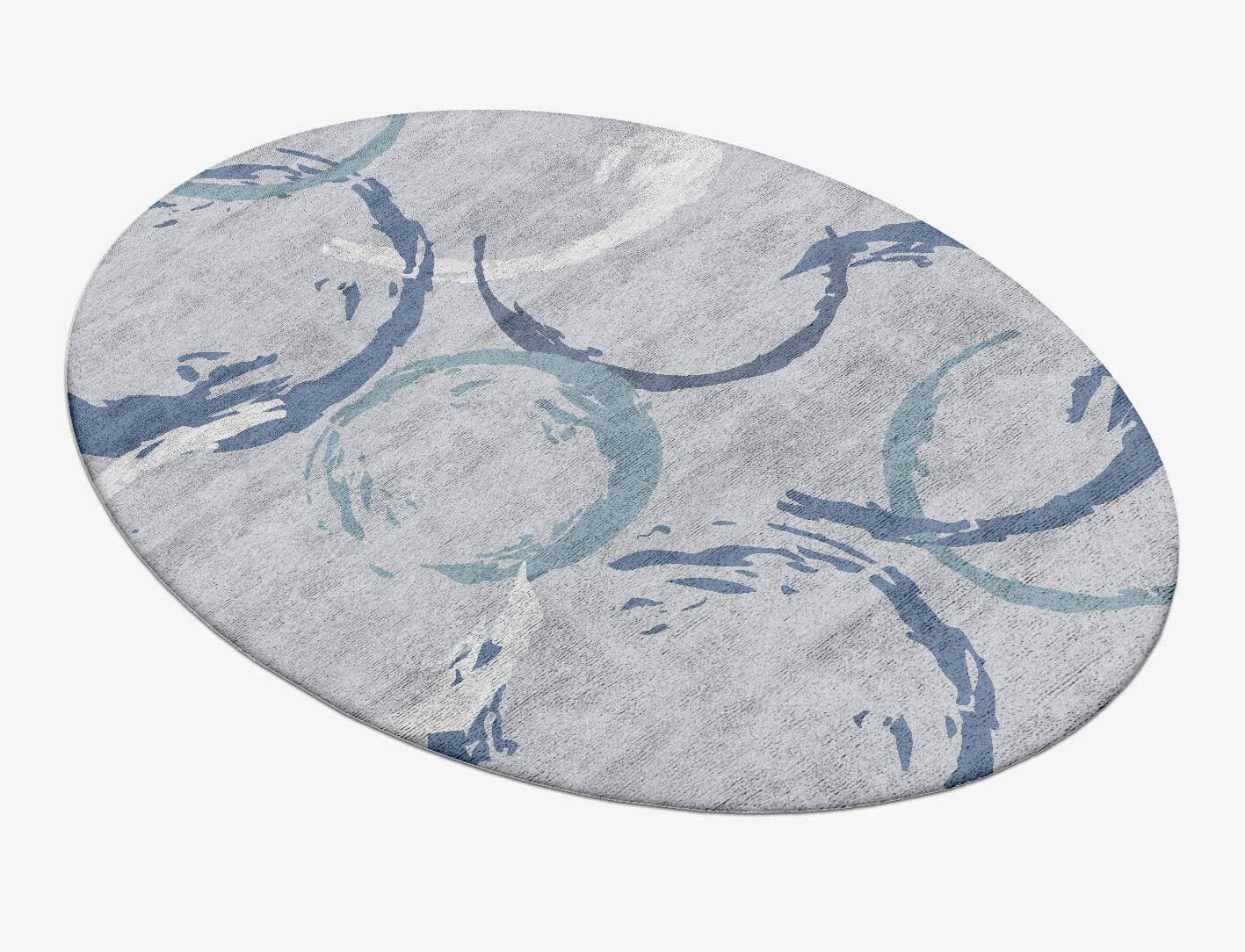 Rebus Cerulean Oval Hand Tufted Bamboo Silk Custom Rug by Rug Artisan