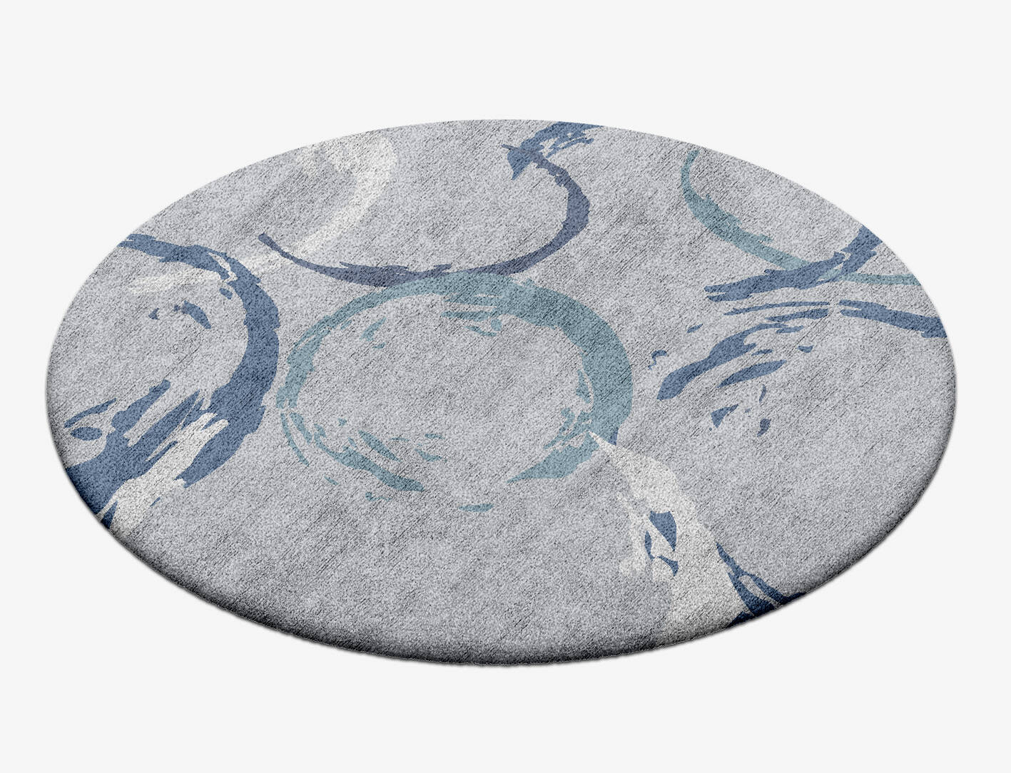 Rebus Cerulean Round Hand Tufted Bamboo Silk Custom Rug by Rug Artisan