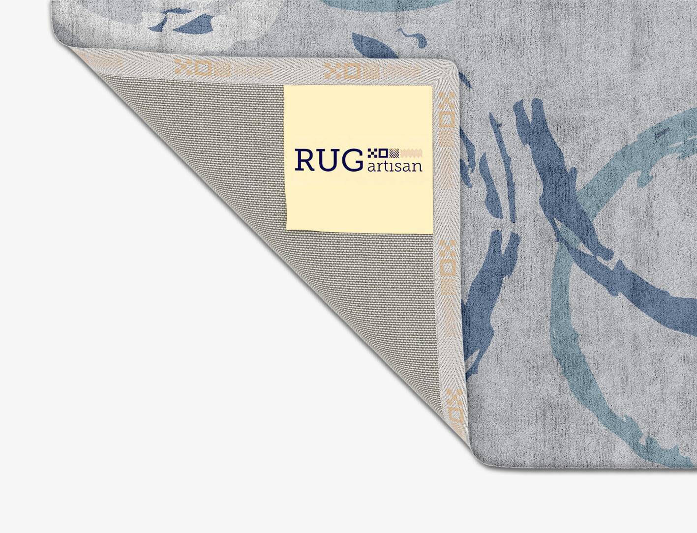 Rebus Cerulean Square Hand Tufted Bamboo Silk Custom Rug by Rug Artisan