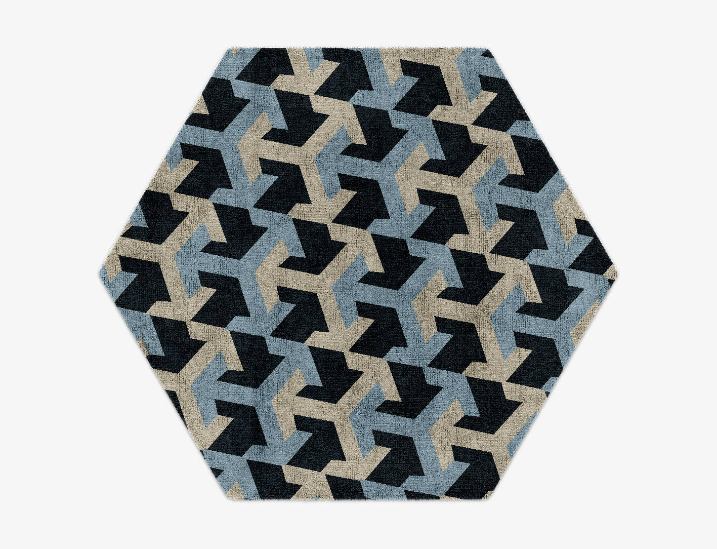 Recesses Modern Geometrics Hexagon Hand Knotted Bamboo Silk Custom Rug by Rug Artisan