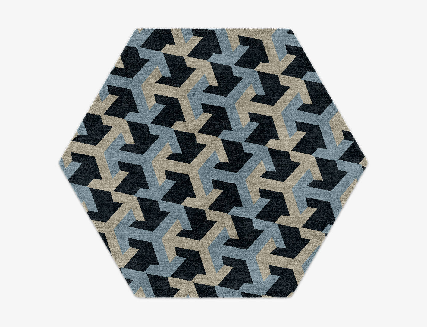 Recesses Modern Geometrics Hexagon Hand Knotted Tibetan Wool Custom Rug by Rug Artisan