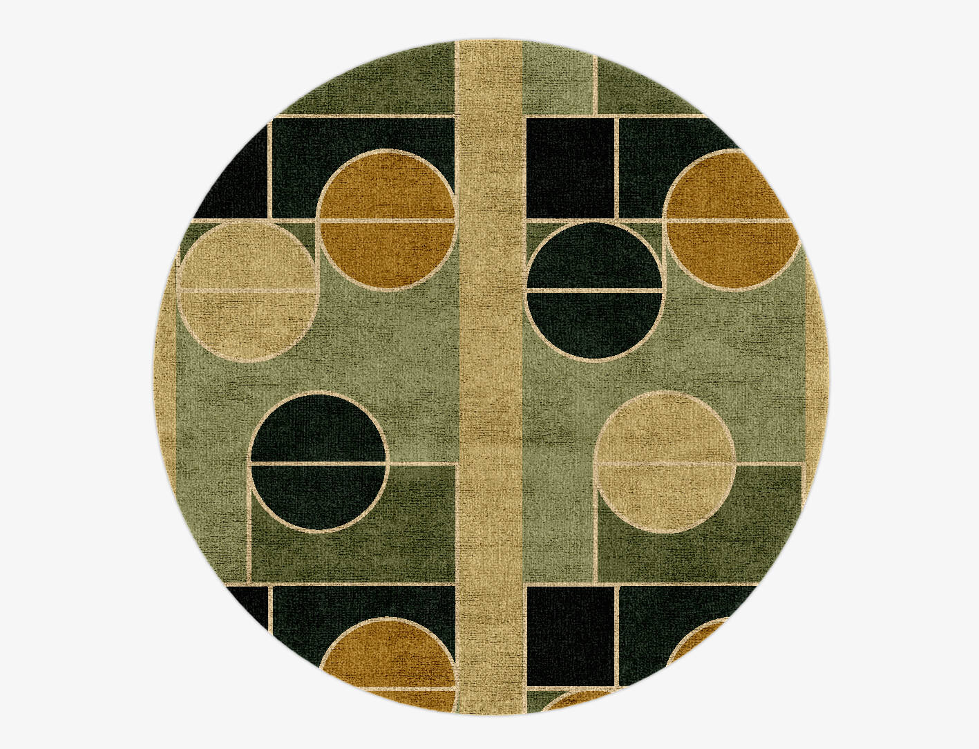 Recoil Modern Geometrics Round Hand Knotted Bamboo Silk Custom Rug by Rug Artisan