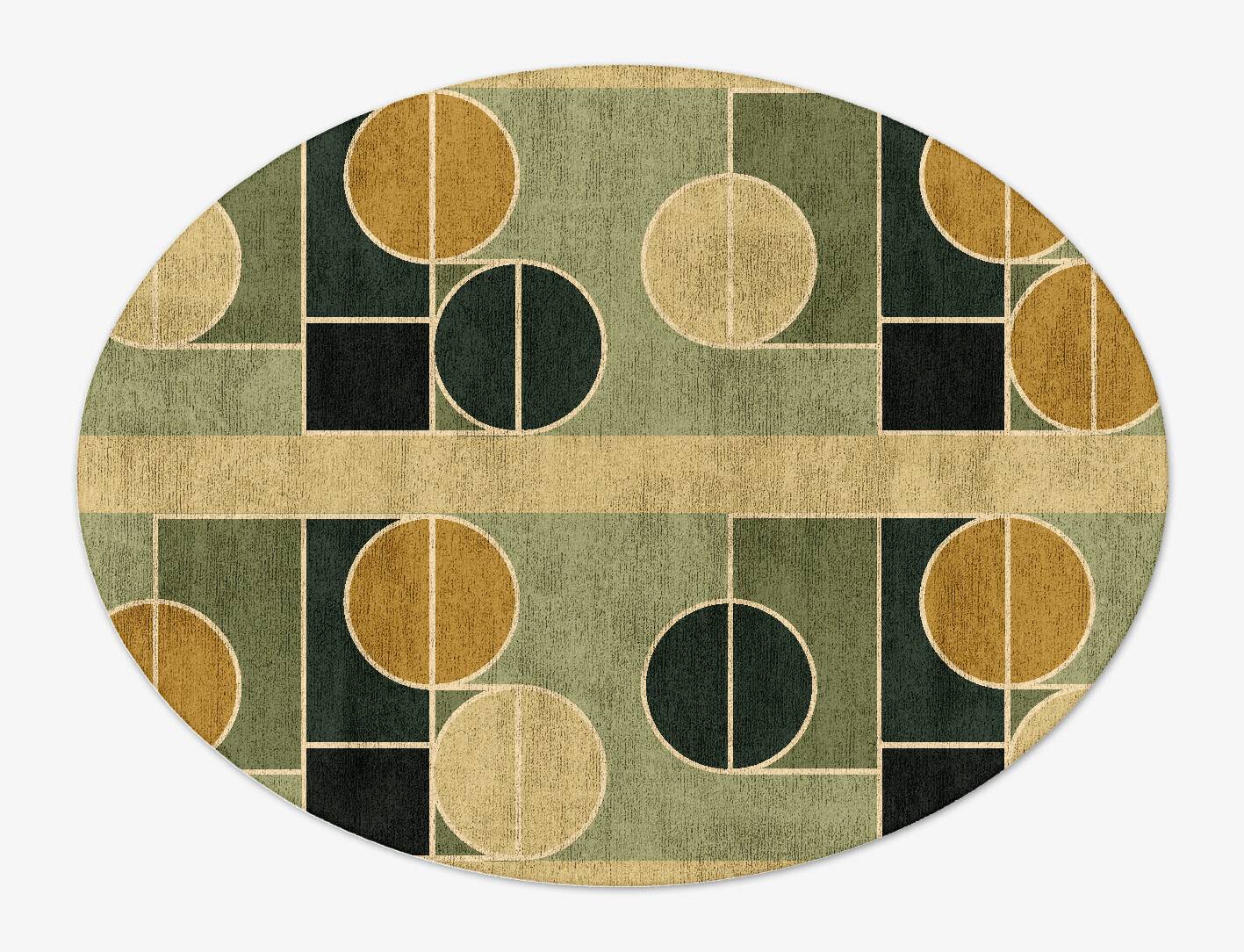 Recoil Modern Geometrics Oval Hand Tufted Bamboo Silk Custom Rug by Rug Artisan